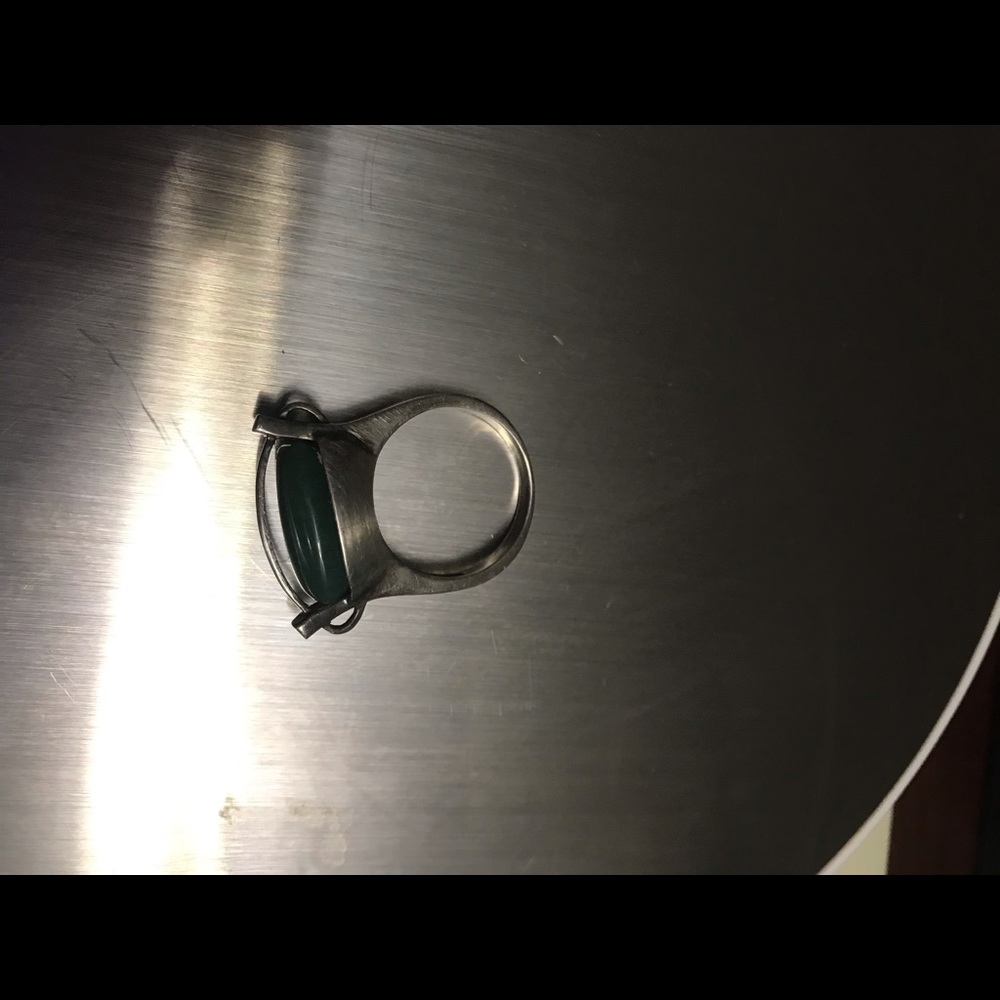 Ring women sz9 silver 9.25 jade